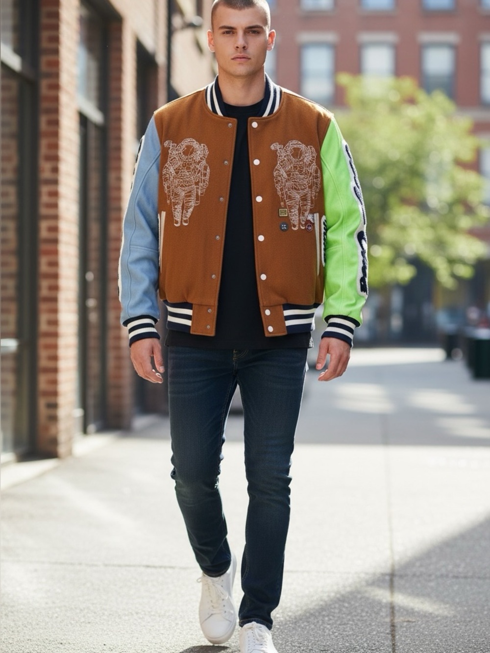 NWT Billionaires Boys Club BBC Varsity Jacket Sudan Brown Astral Multicolor SZ:M